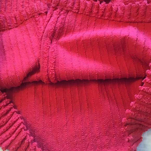 Red CHENILLE Short Button Front Jacket with Round Collar Ladies Size Large - Picture 15 of 15